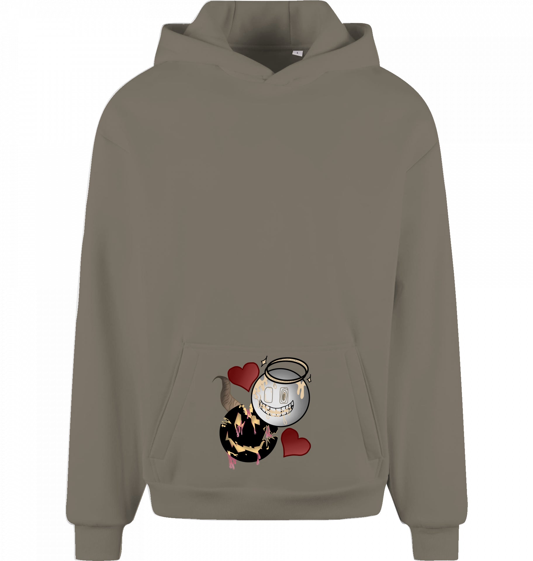 Engel und Teufel Design Oversized Hoodie