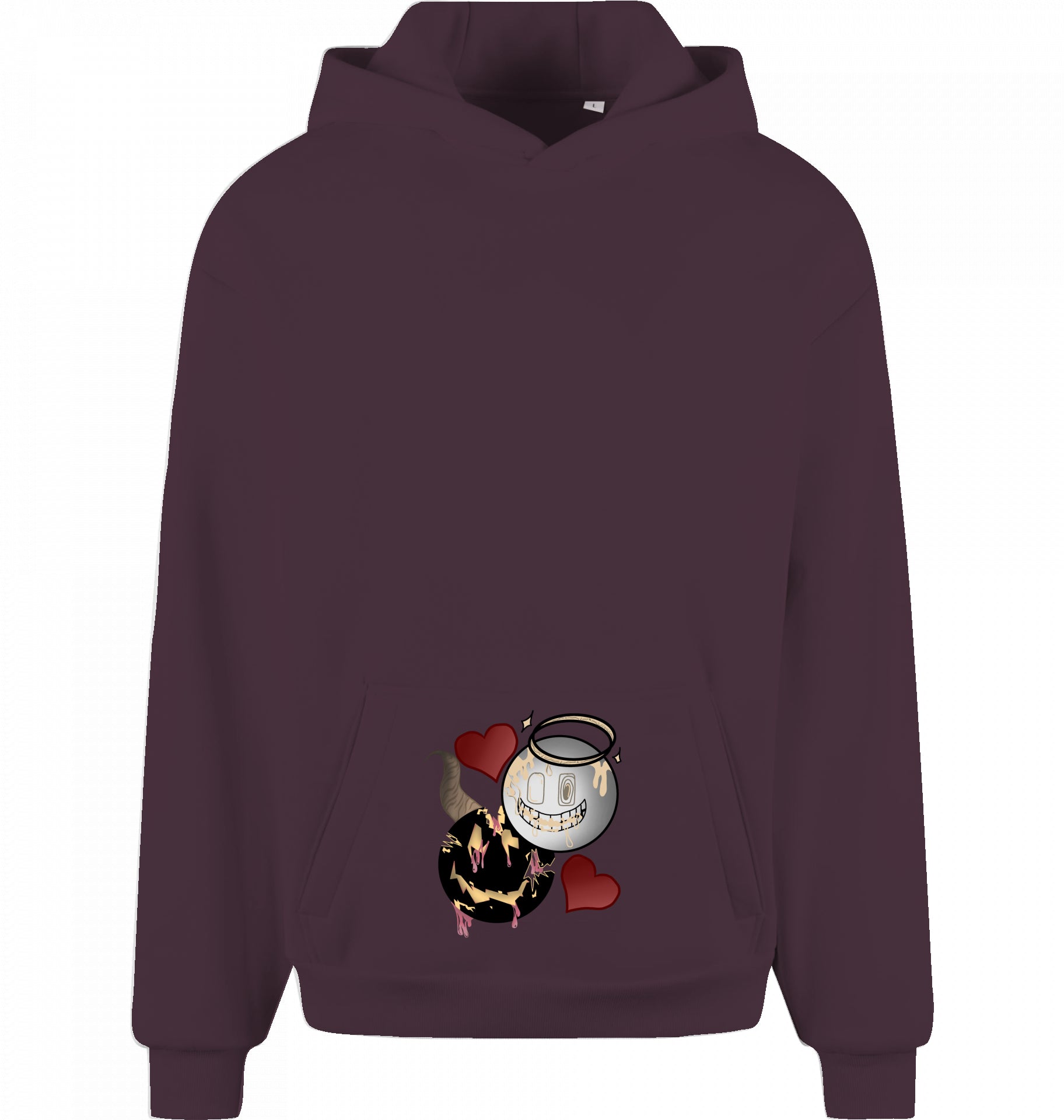 Engel und Teufel Design Oversized Hoodie