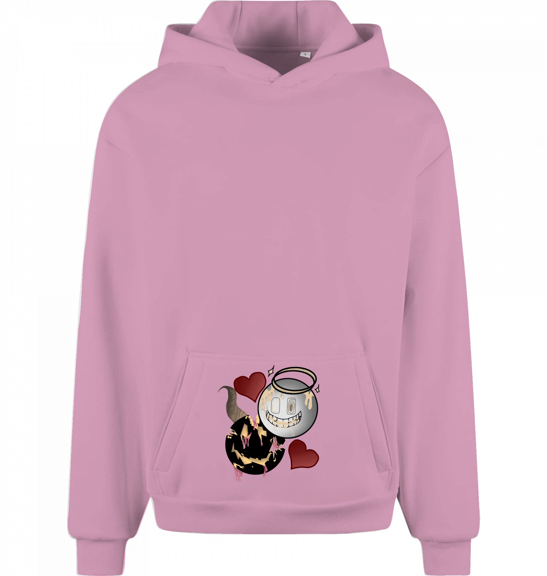 Engel und Teufel Design Oversized Hoodie