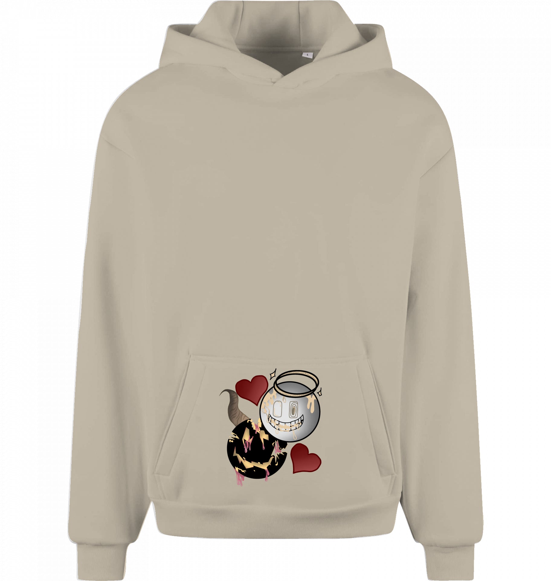Engel und Teufel Design Oversized Hoodie