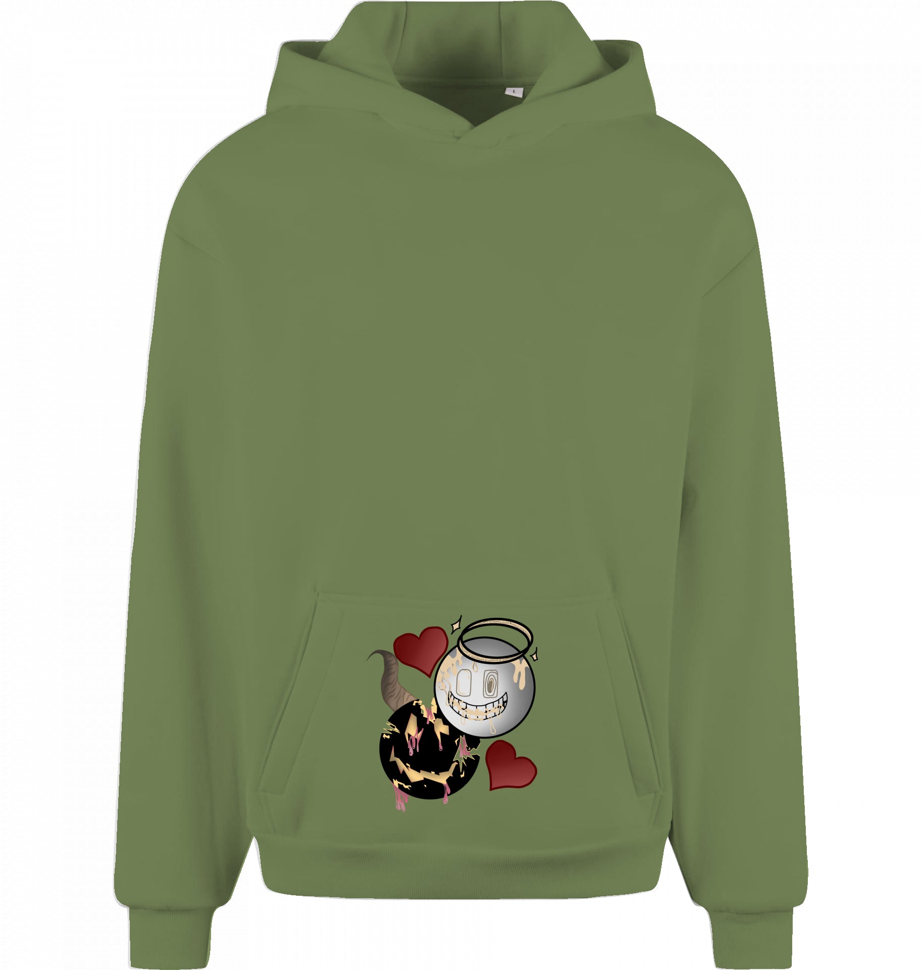 Engel und Teufel Design Oversized Hoodie